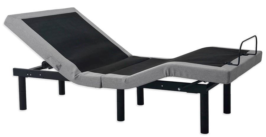 An adjustable bed base shown in an elevated position